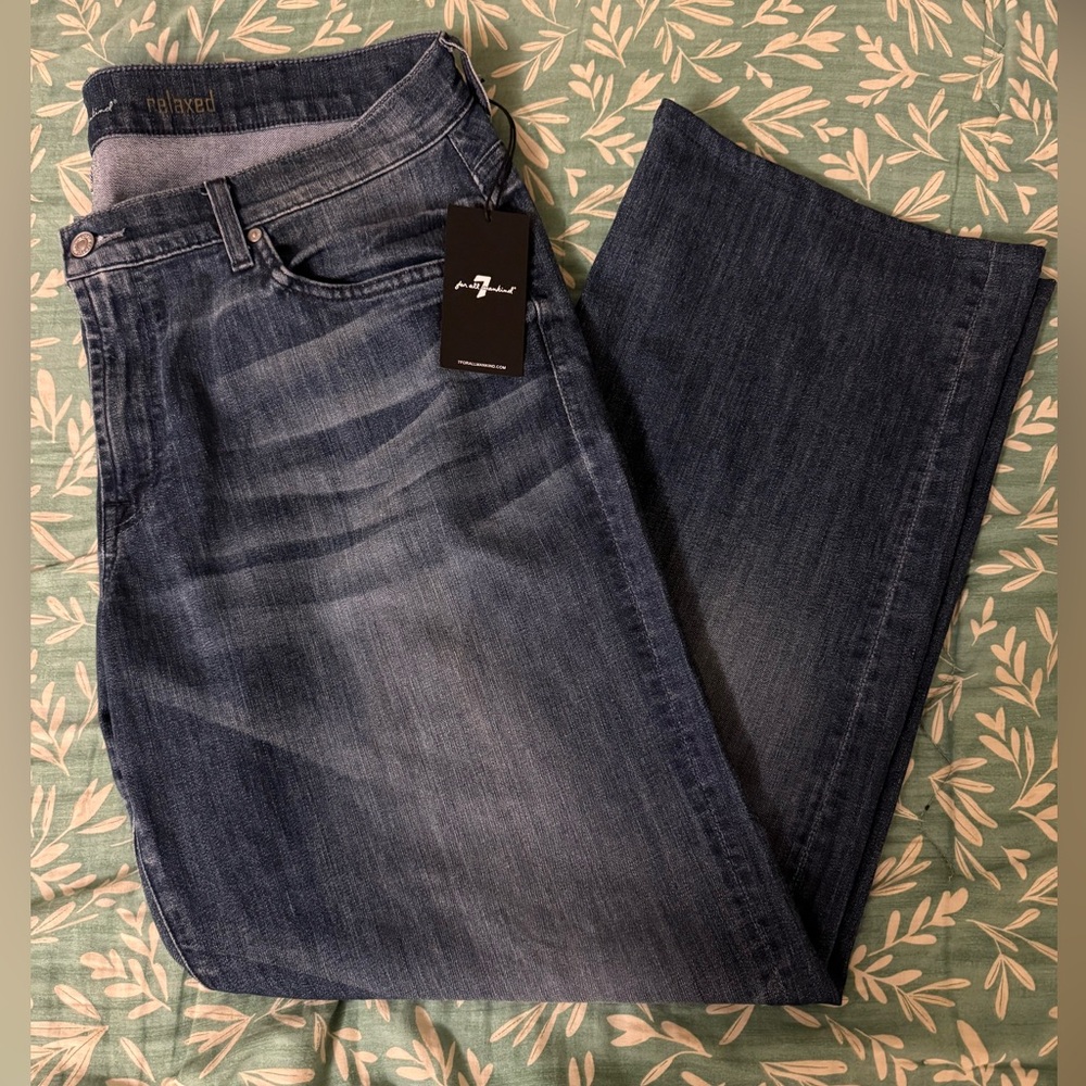 NWT 7 For All Mankind A Pocket Relaxed Fit Mens Jeans Size 36 MSRP $198